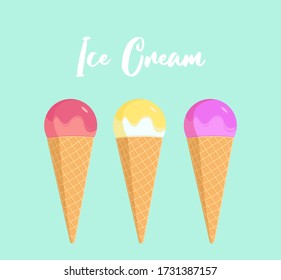 Vector illustration set of ice cream with different colors