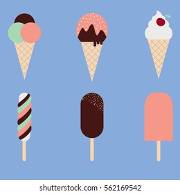 vector illustration of set of ice cream