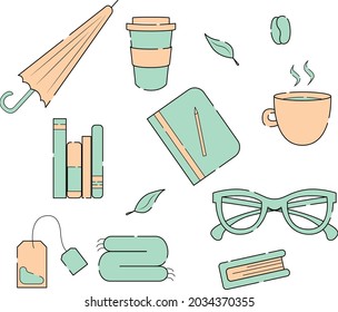 vector illustration set icon autumn