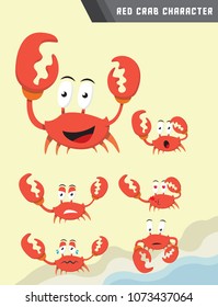 vector illustration of a set of icon logo game cartoon crab characters with various expressions and emotions