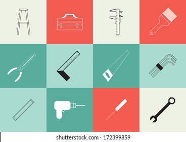 Vector illustration of Set of icon tools