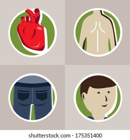 Vector illustration set of icons of human pain