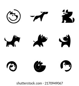 vector illustration set of icons logos dog symbols