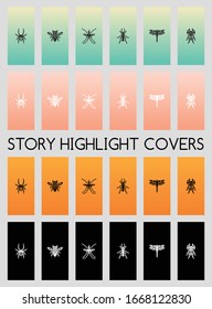Vector illustration set of icons, pictograms and emblems for social media, bloggers, designers or photographers. Collection of design templates for story highlight covers. 