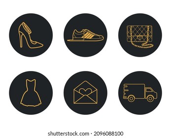 Vector illustration. Set of icons for shop. Highlights for social network. Shopping online	
