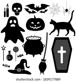 Vector illustration set of icons in the style of halloween.