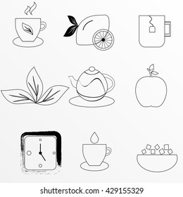Vector illustration .Set icons tea