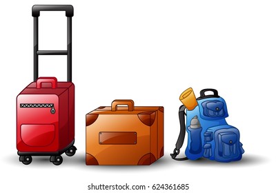 Vector illustration of Set of icons travel bags