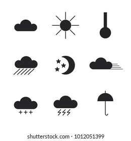 vector illustration set of icons of weather on white background