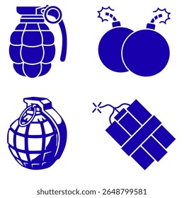vector illustration set of images of bombs