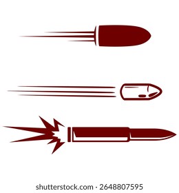 Ilustración vectorial conjunto de Imágenes de balas de arma de fuego