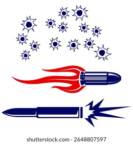Ilustración vectorial conjunto de Imágenes de balas de arma de fuego