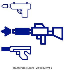 Ilustración vectorial conjunto de Imágenes de armas de fuego
