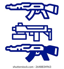 Ilustración vectorial conjunto de Imágenes de armas de fuego