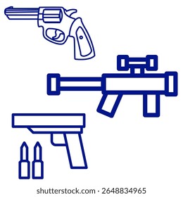Ilustración vectorial conjunto de Imágenes de armas de fuego