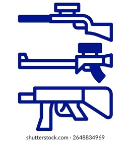 Ilustración vectorial conjunto de Imágenes de armas de fuego