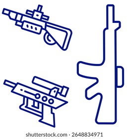 Ilustración vectorial conjunto de Imágenes de armas de fuego