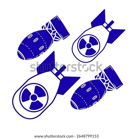  vector illustration set of images of nuclear bombs