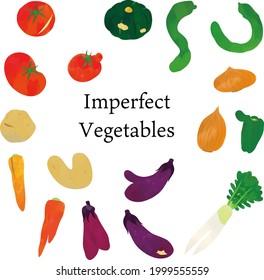 Vector illustration set of imperfect vegetables