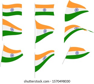 Vector Illustration of Set with India Flag