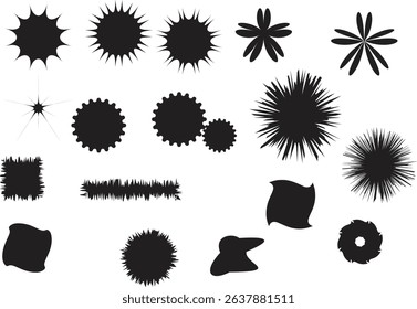 Vector illustration set of ink blots and gear sign