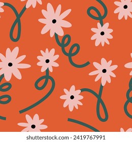 Vector illustration set of ink floral posters with different flowers and vases. Art for prints, wall art, banner, and background