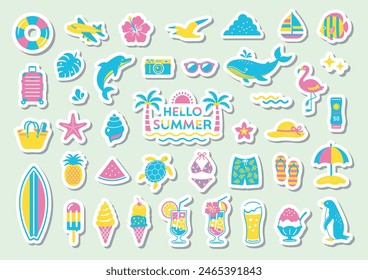 Vector illustration set inspired by tropical summer