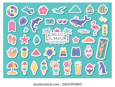Vector illustration set inspired by tropical summer