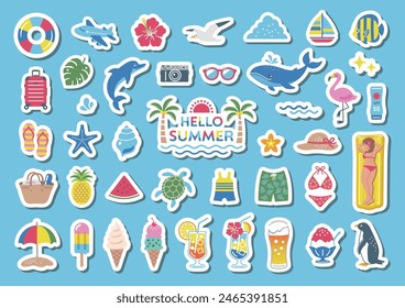 Vector illustration set inspired by tropical summer