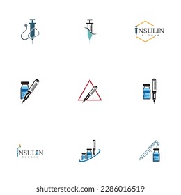 vector illustration set of insulin injection logo and symbol design on white background