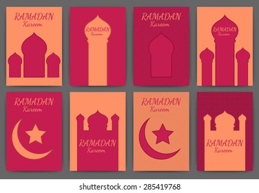 Vector illustration set of invitations Ramadan Kareem.