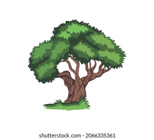 A Vector Illustration set of Isolated Cartoon Tree Illustration Vector Sign