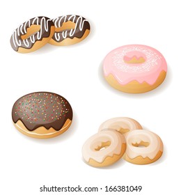 vector illustration set of isolated donuts- eps10