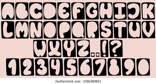 Vector illustration. Set of isolated letters, numbers and punctuation marks. For compose texts in advertisement, postcard, banner, web design, printing product, etc. Hand drawn alphabet doodle lineart
