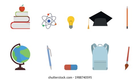 Vector illustration. A set of items for the school. Can be used to create designs for flyers, banners, posters.