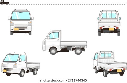 Ilustración vectorial de camiones ligeros japoneses
