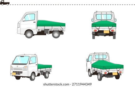Ilustración vectorial de camiones ligeros japoneses