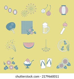 Vector illustration set of japanese summer icons