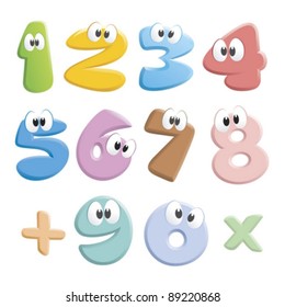 Vector illustration of a set of jolly cartoon numbers for design elements.