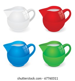 Vector Illustration set of jugs with milk on white