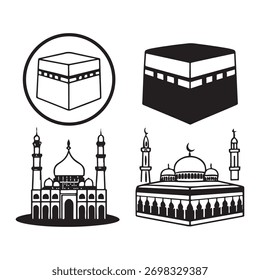 vector illustration of a set of  Kaaba in Mecca