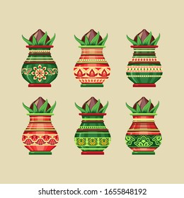 Imagen vectorial hecha de kalash cerámica de la cultura india 