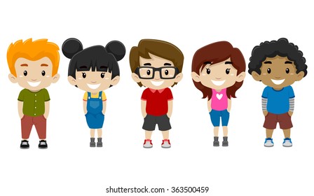 Vector Illustration of Set of Kids