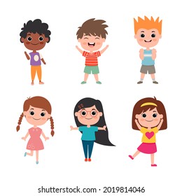 Vector Illustration Set Kids Cute Cartoon Stock Vector (Royalty Free ...