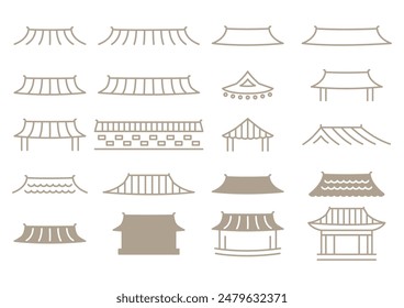 Vector illustration set of Korean traditional house.