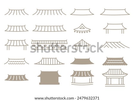 Vector illustration set of Korean traditional house.