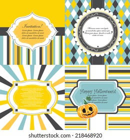 Vector illustration of a set of label, tag, postcard or invitation template in bright colors