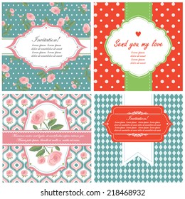Vector illustration of a set of label, tag, postcard or invitation template in bright colors