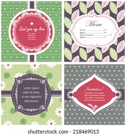 Vector illustration of a set of label, tag, postcard or invitation template in bright colors