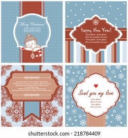 Vector illustration of a set of label, tag, postcard or invitation template in bright colors
